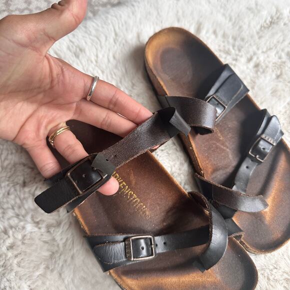 Birkenstock Womens Mayari Sandals Leather Toe‎ Loop Brown Size 37 US 7 Comfort - Picture 3 of 6